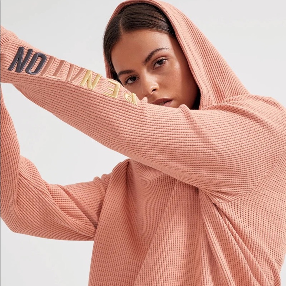 P.E Nation Rebound Waffle Knit Hoodie In Coral size Medium - Picture 4 of 15